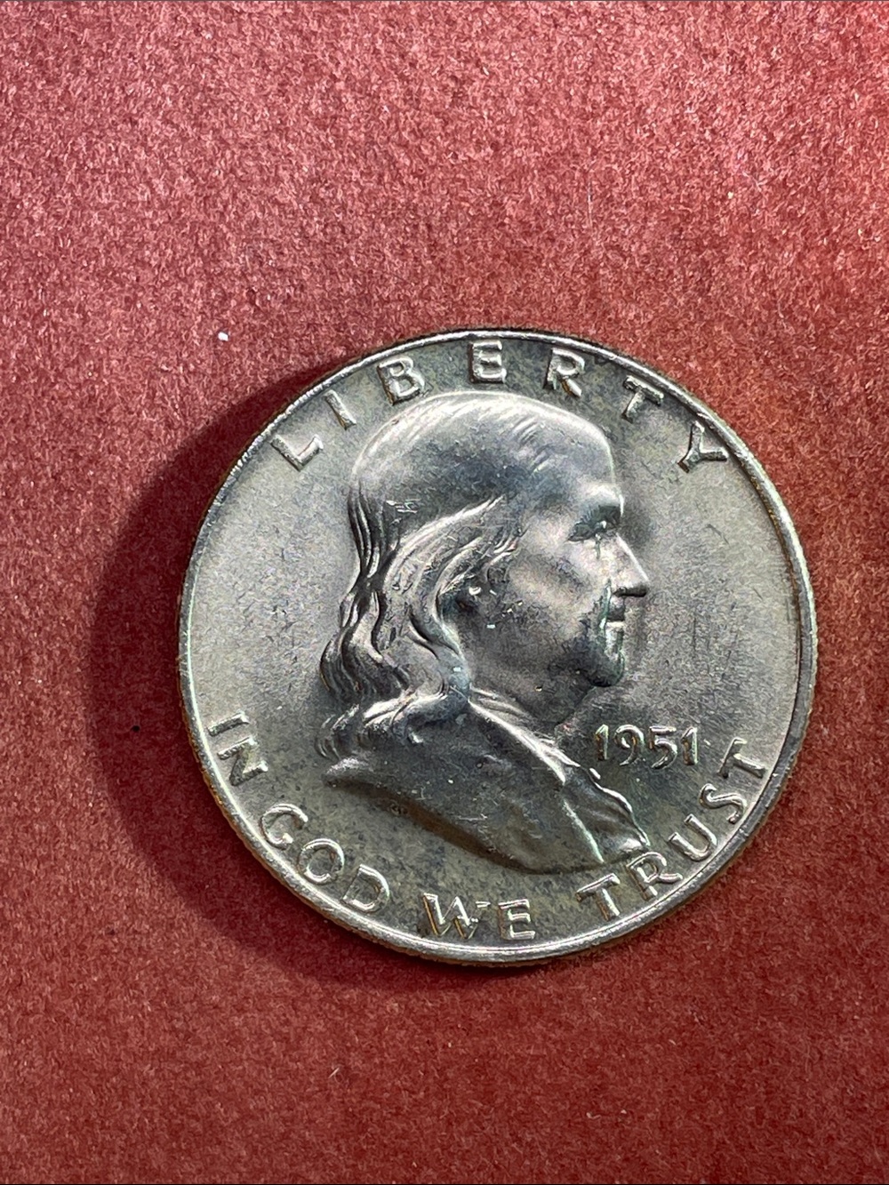 Vintage 1951 D Franklin Half Dollar Full Bell lines! 90% Silver